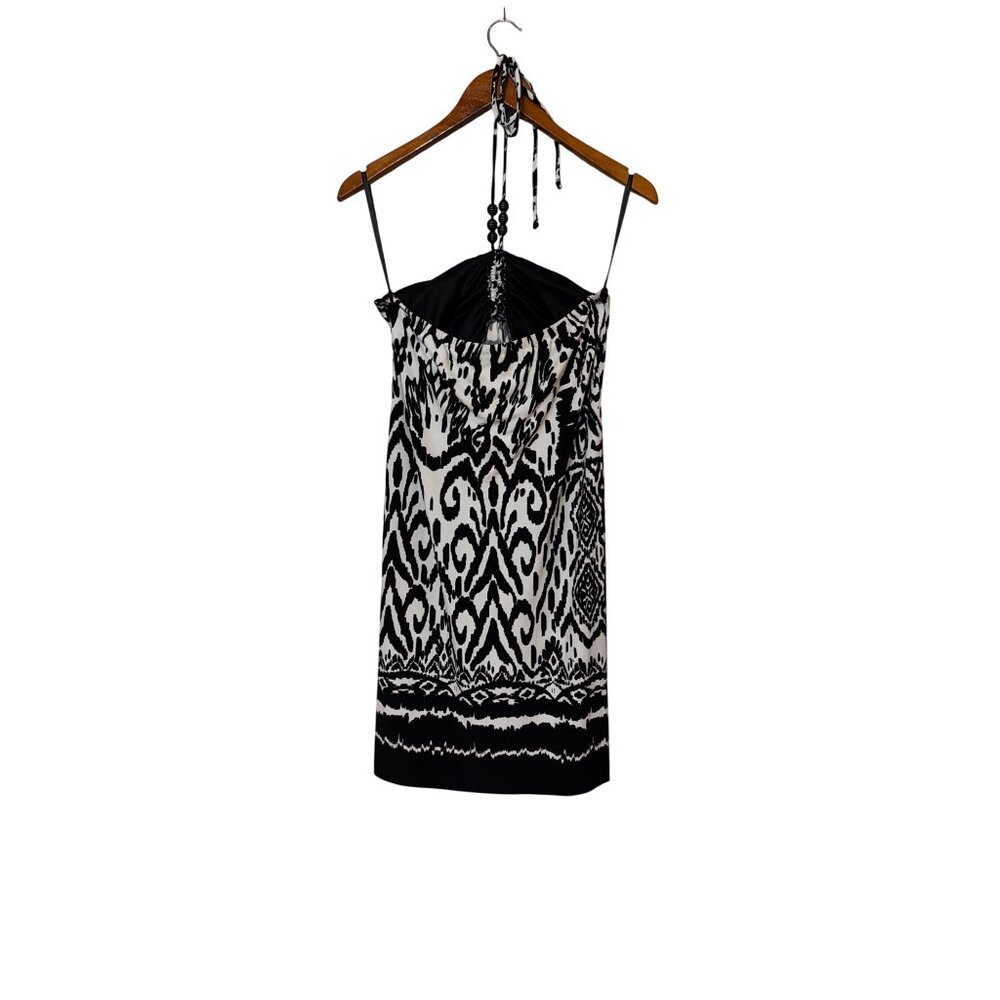 Saint Tropez West Black & White Tribal Print Halter Dress Size 6 - Picture 2 of 7